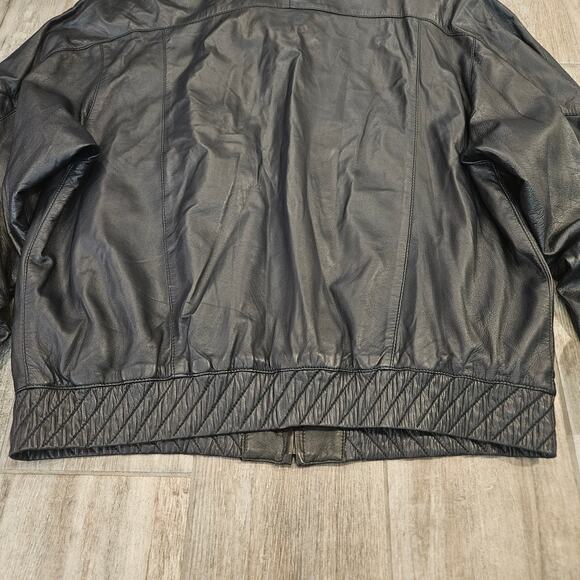Vintage Torras Leather Jacket Mens Size XL Black Zip Front Bomber Spain Retro - Picture 12 of 15